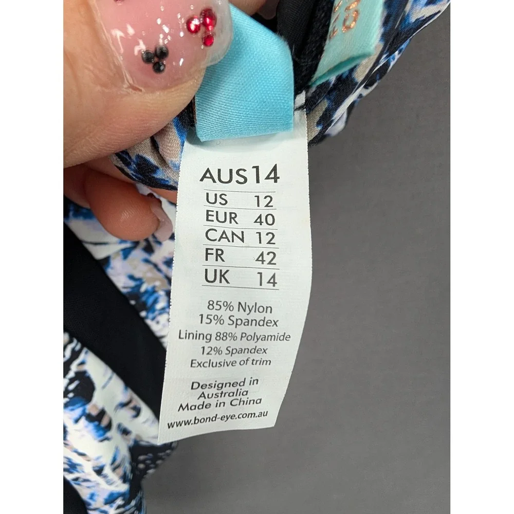 Robyn Lawley Broken Wings Mesh Panelled One Piece Swimsuit US12 Blue RL1056BW